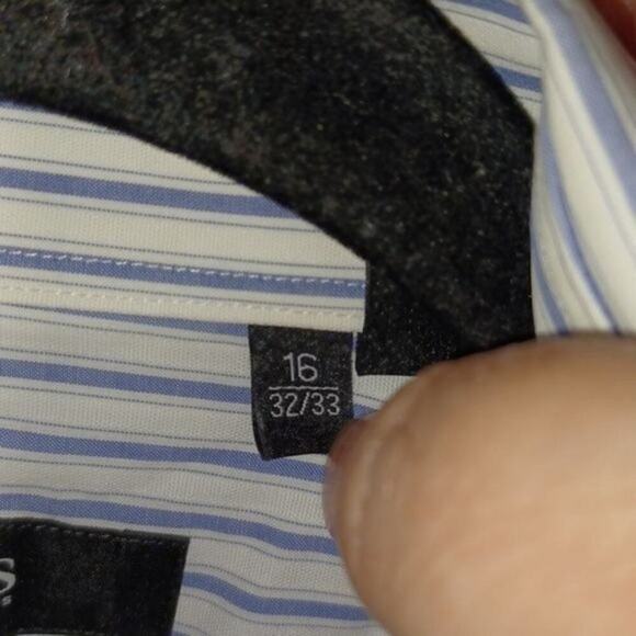 Hugo Boss Men's Size 16 32/33 Blue‎ Striped Long Sleeve Shirt Regular Fit Cotton - Picture 5 of 7